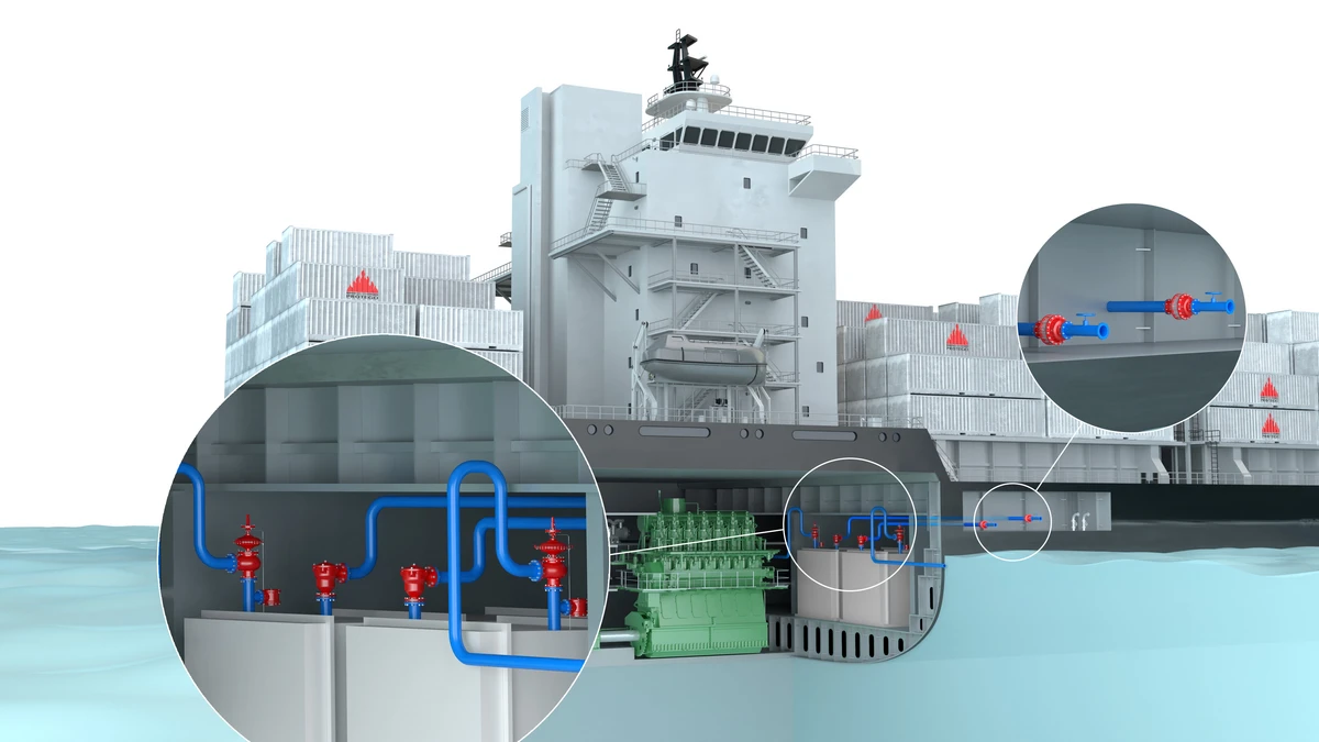 Ein mit Methanol betriebenes Schiff, ausgestattet mit PROTEGO®-Sicherheitsarmaturen für mehr Schutz und Leistung.