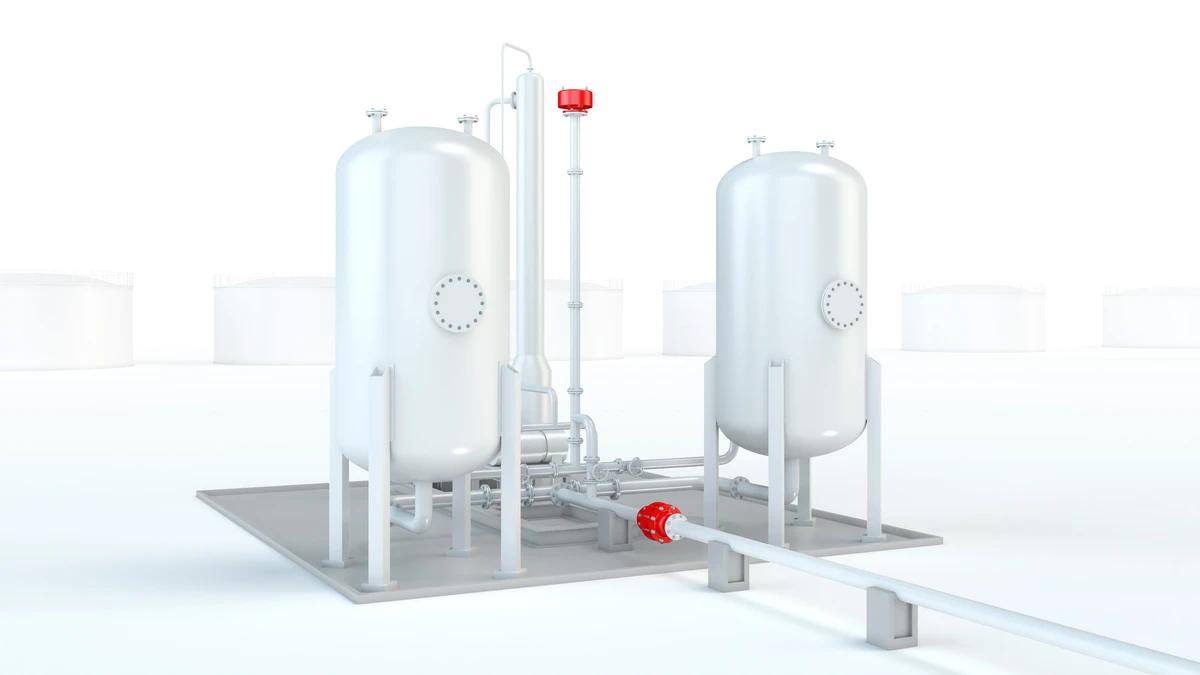 Diagram of vapor recovery units showing tanks and piping, featuring integrated PROTEGO® devices for protection.