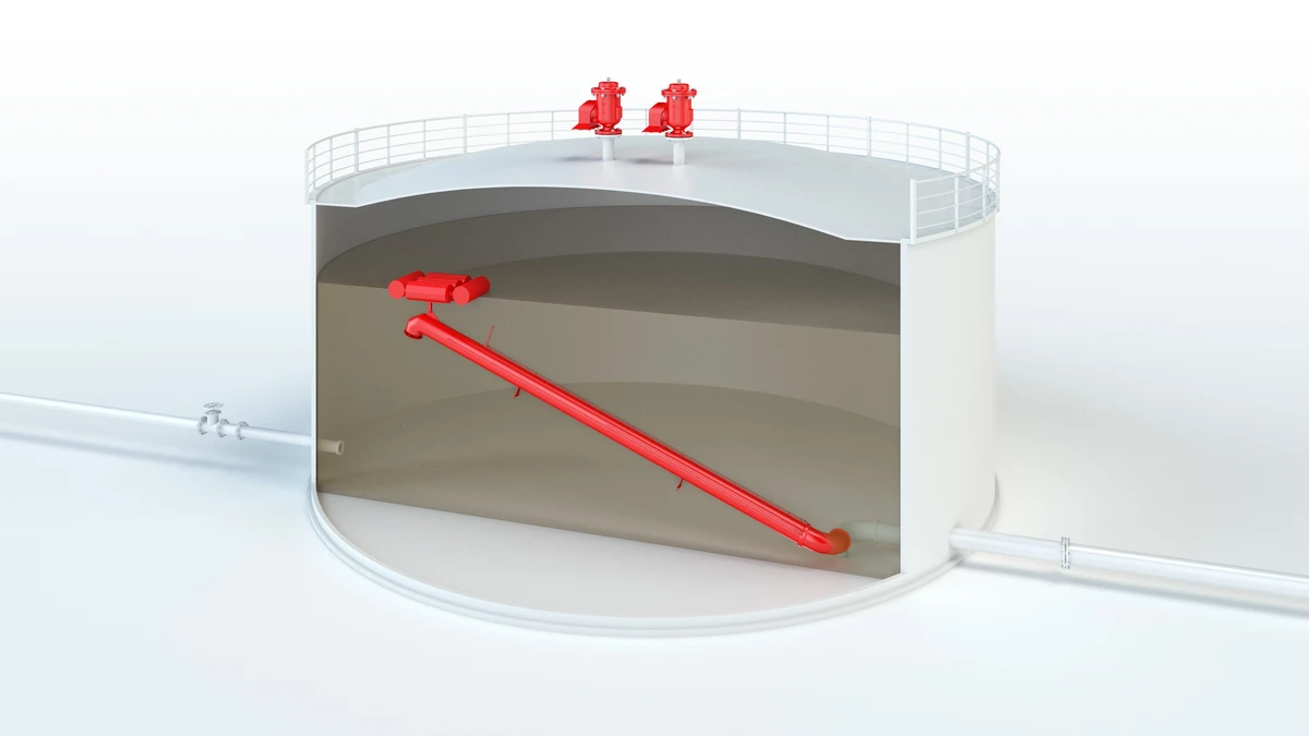 Réservoir de stockage de carburant aviation équipé d'appareils PROTEGO®.