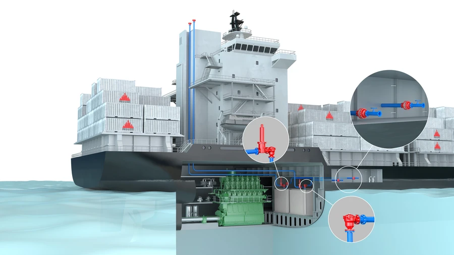 Buque propulsado por metanol equipado con equipos de seguridad PROTEGO® para garantizar la protección y un funcionamiento eficiente.