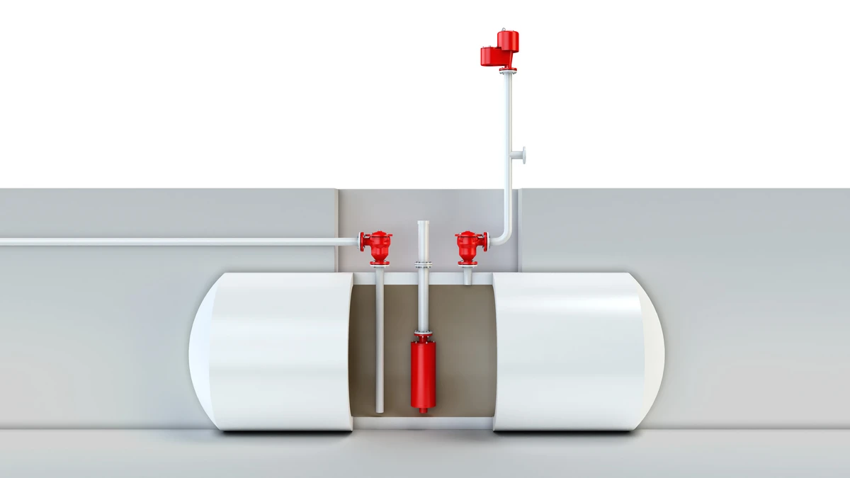 Horizontale Lagertanks, ausgestattet mit PROTEGO®-Armaturen für industrielle Anwendungen und zur Erhöhung der Sicherheit.